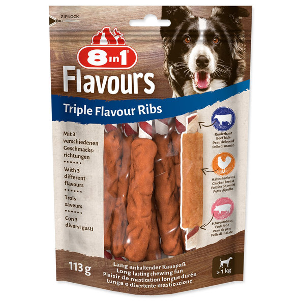 8in1 Flavours žuvacie rebierko pre psov 40 x 6 ks