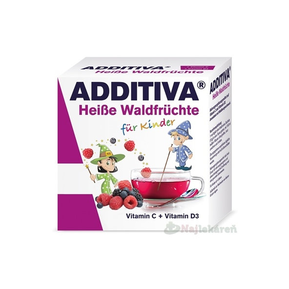 ADDITIVA Horúci dúšok Lesné plody vrecúška s práškom (vitamín C + D3) 10x10g
