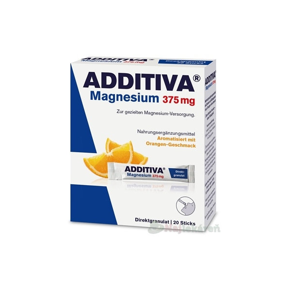 ADDITIVA Magnézium 375 mg Direct vrecúška (granulát, príchuť pomaranč) 20ks
