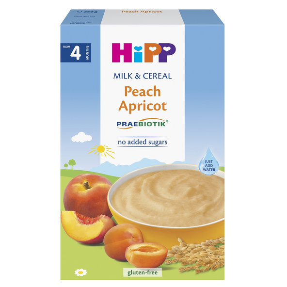 HiPP Mliečna KAŠA PRAEBIOTIK broskyňa-marhuľa 4m+ 250 g