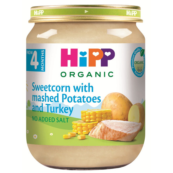 HiPP Príkrm BIO Zemiaky, kukurica a morčacie mäso 4m+ 125 g