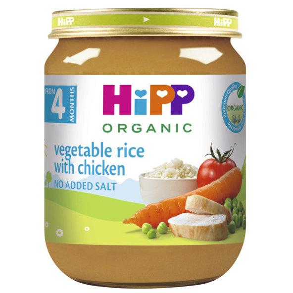 HiPP Príkrm BIO Zeleninová ryža a kuracie mäso 4m+ 125 g