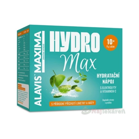 ALAVIS MAXIMA HydroMax prášok s príchuťou limetky a mäty vrecúška po 8g 10ks