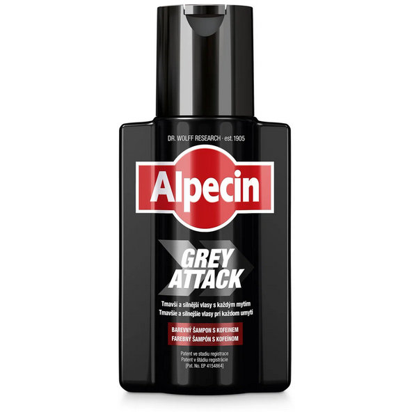 ALPECIN GREY ATTACK Shampoo čierny kofeínový šampón 200ml