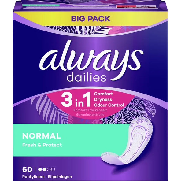ALWAYS Dailies Fresh & Protect Normal intímky 60 ks