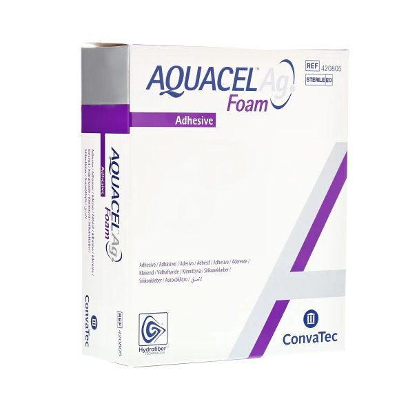 AQUACEL Ag Foam adhezívne penové krytie so striebrom 25x30 cm 5 ks