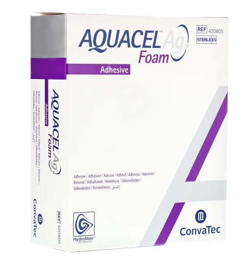 AQUACEL Ag Foam adhezívne penové krytie so striebrom 25x30 cm 5 ks