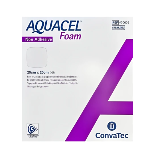 AQUACEL Foam neadhezívne penové krytie 20x20 cm 5 ks