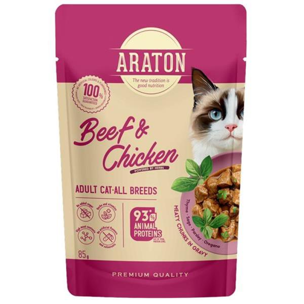 ARATON cat adult wet beef&chicken kapsička pre mačky 85 g
