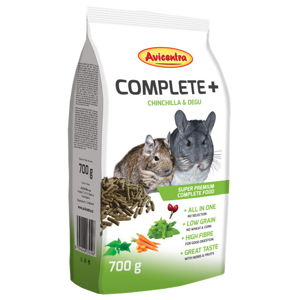 AVICENTRA COMPLETE+ krmivo pre činčily a osmáky degu 700g