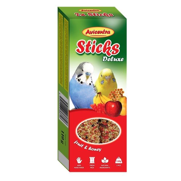 AVICENTRA tyčinky pre andulky - ovocie a med 2ks