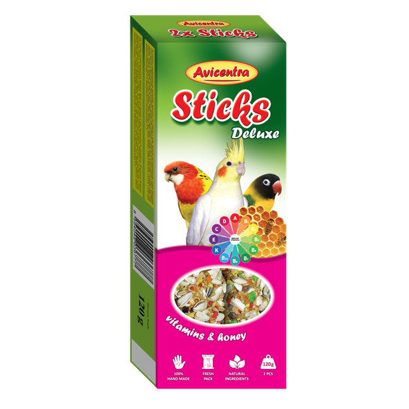 AVICENTRA tyčinky pre malé papagáje - vitamíny + med 2ks/120g