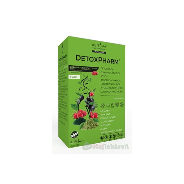 AVROPA DetoxPharm Forte prášok, malinová príchuť 210g