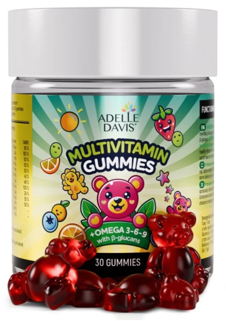 Adelle Davis MULTIVITAMIN GUMMIES+Omega+glucans želatínové medvedíky banán-čučoriedka 30ks kúpite na Najlekaren.eu