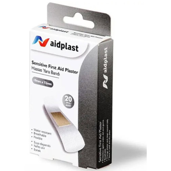 Aidplast Sensitive náplasť pre citlivú pokožku 1,9x7,2cm 20ks