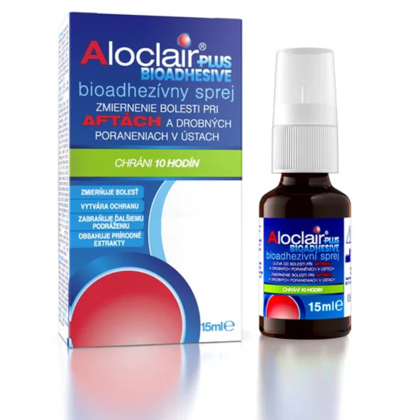 Aloclair PLUS BIOADHESIVE sprej pri aftách a drobných poraneniach úst 15ml