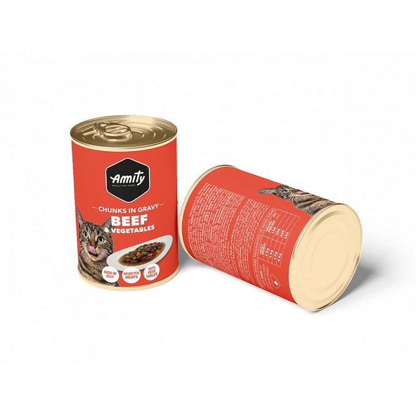 Amity cat konzerva hovädzie kúsky so zeleninou v omáčke 415g