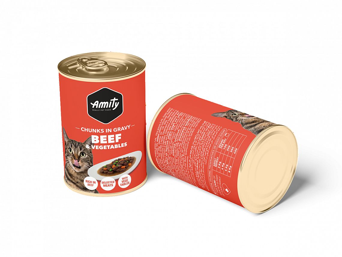 Amity cat konzerva hovädzie kúsky so zeleninou v omáčke 415g