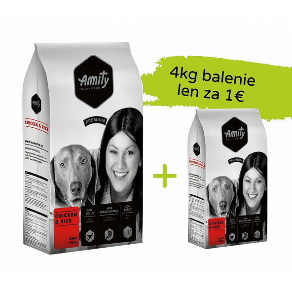 Amity Premium Chicken and Rice 15kg +4kg za 1€