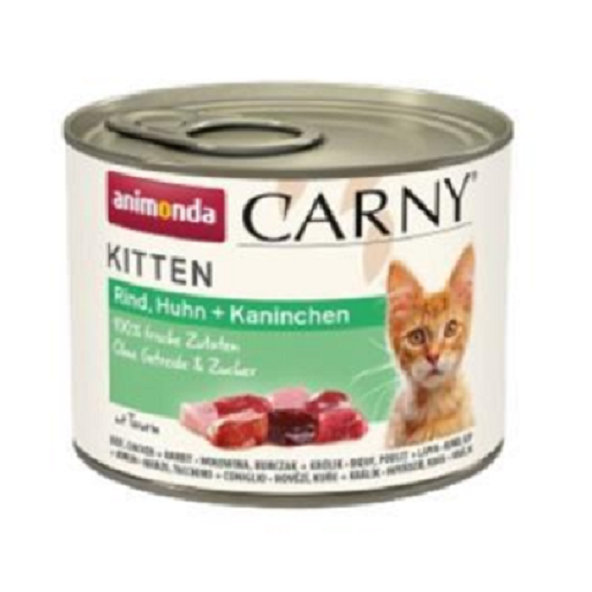 Animonda CARNY® cat Kitten hovädzie, kuracie mäso a králik konzervy pre mačiatka 12x200g