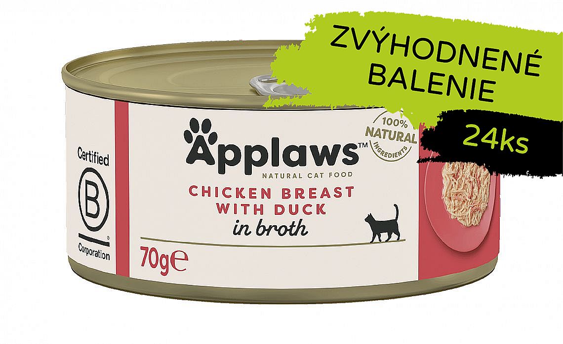 Applawas Cat Chicken Breast with Duck in Broth konzerva 24 × 70 g