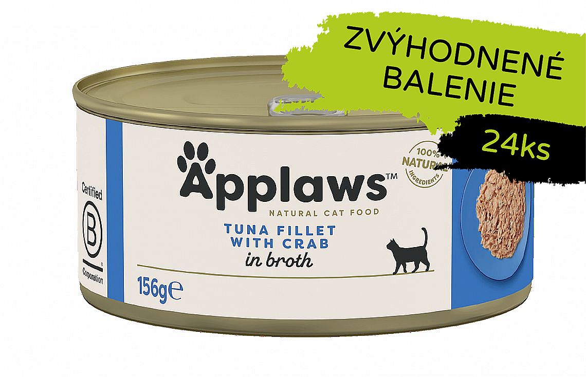 Applaws Cat Tuna Fillet with Crab in Broth konzerva 24 x 70 g