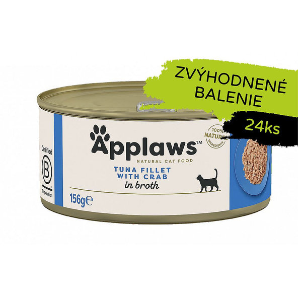 Applaws Cat Tuna Fillet with Crab in Broth konzerva 24 x 70 g