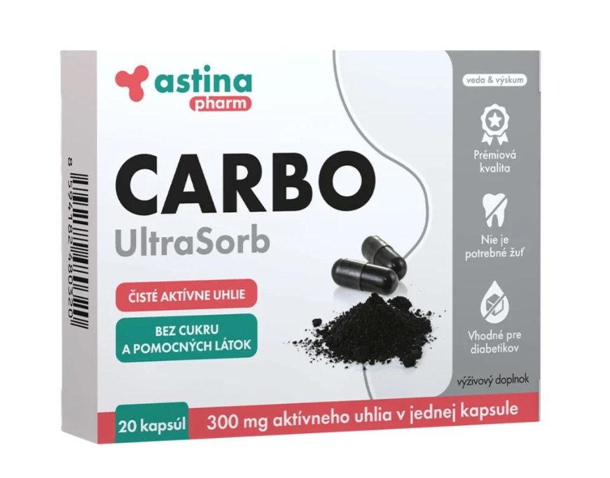 Astina Pharm CARBO UltraSorb aktívne uhlie 300 mg 20 kapsúl kúpite na Najlekaren.eu