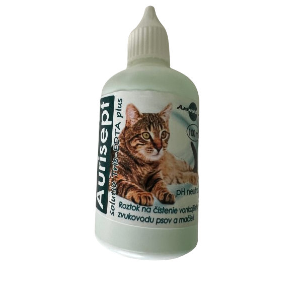 Aurisept Tris - EDTA plus roztok na čistenie vonkajšieho zvukovodu psov a mačiek 100ml