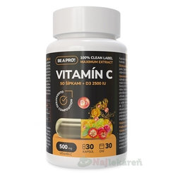 BE A PRO! D3 2500 IU + Vitamín C so šípkami 30cps