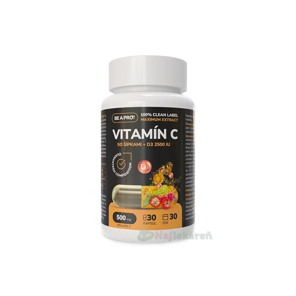 BE A PRO! D3 2500 IU + Vitamín C so šípkami 30cps