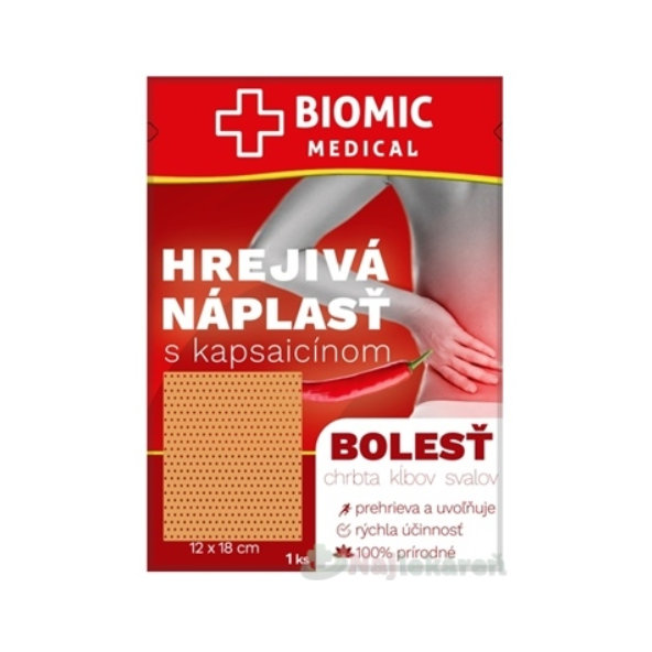 BIOMIC HREJIVÁ NÁPLASŤ s kapsaicínom 12x18cm 1ks