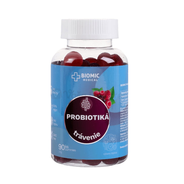 BIOMIC Probiotiká malina 90 želé cukríkov