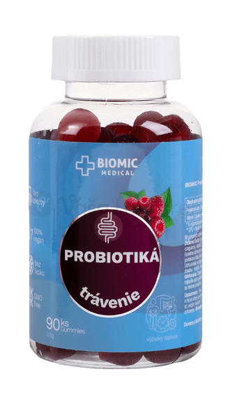 BIOMIC Probiotiká malina 90 želé cukríkov