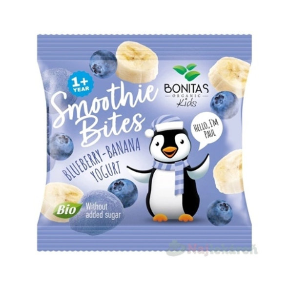 BONITAS Smoothie Bites BIO mrazom sušená čučoriedka-banán s jogurtom 10g