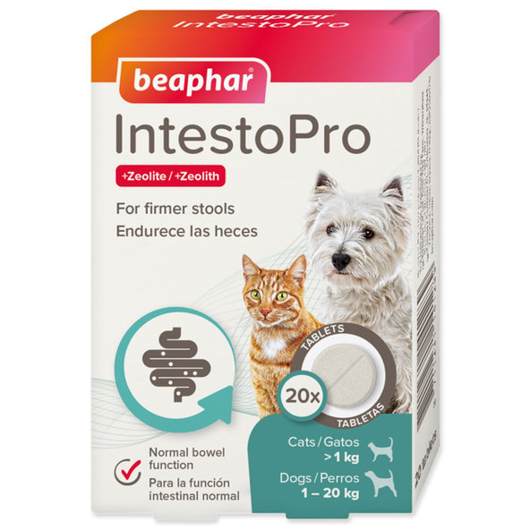 Beaphar IntestoPro S tablety na zažívacie ťažkosti pre psy a mačky 20 tabliet