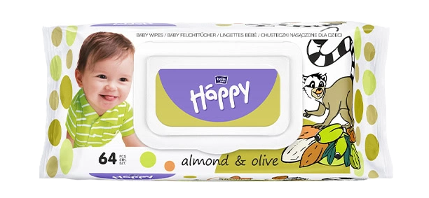 Bella Happy mandle a olivy vlhčené obrúsky 64ks