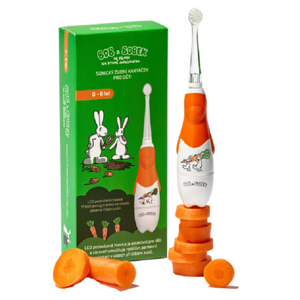 Bob a Bobek baby detská sonická kefka Na stope mrkvojeda, 0-6 rokov