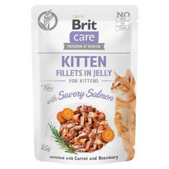 Brit Care cat Kitten Fillets in Jelly with Savory Salmon kapsičky pre mačiatka 24x85g