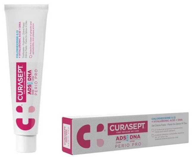 CURASEPT ADS DNA PERIO PRO zubná pasta s chlórhexidínom 0,12 % + kyselina hyaluronová 75ml