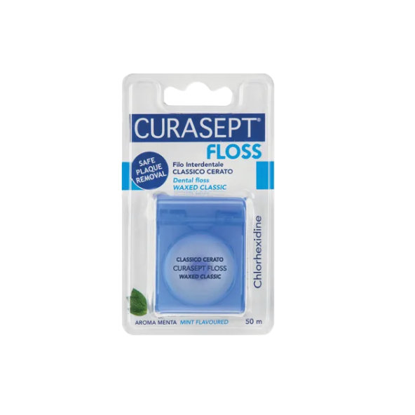 CURASEPT Dentálna niť voskovaná modrá 50 m