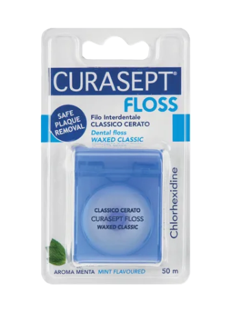 CURASEPT Dentálna niť voskovaná modrá 50 m
