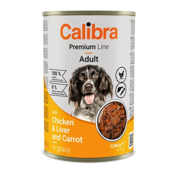 Calibra dog Adult Premium Kura & pečeň konzerva pre psy 1240g