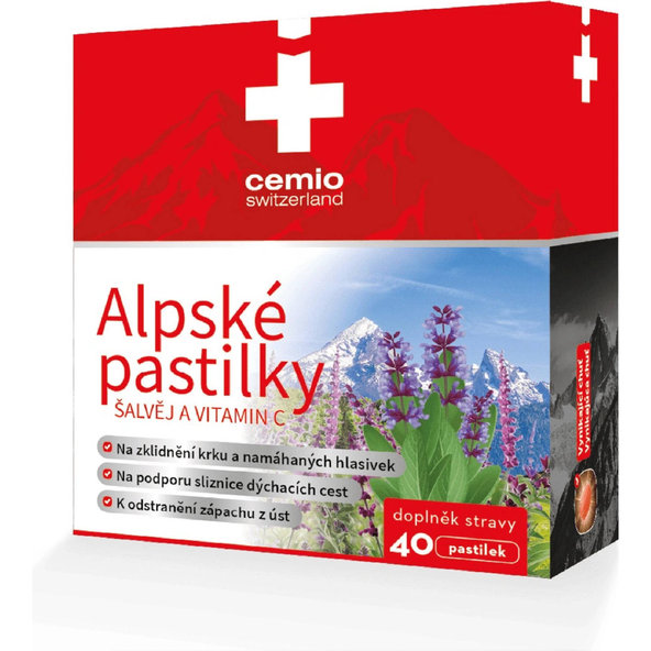 Cemio Alpské pastilky Šalvia a vitamín C 40 pastiliek