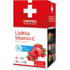Cemio Lízanky Vitamín C s malinovou príchuťou 6 lízatiek