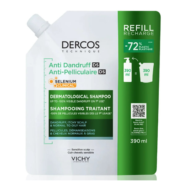 VICHY Dercos náhradná náplň šampón proti mastným lupinám 390ml