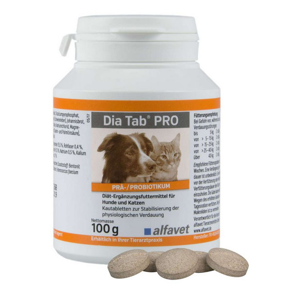 DIA TAB PRO na reguláciu narušených tráviacich procesov pre psov a mačky 100 g