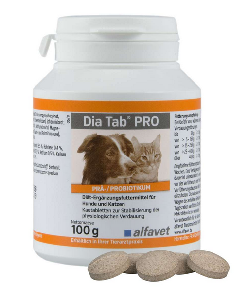 DIA TAB PRO na reguláciu narušených tráviacich procesov pre psov a mačky 100 g