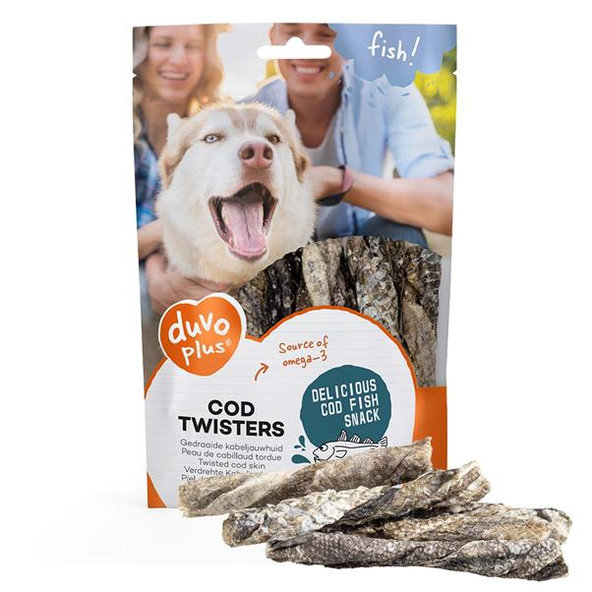 DUVO+ Fish! Prúžky treska twisters maškrta pre psy 100 g