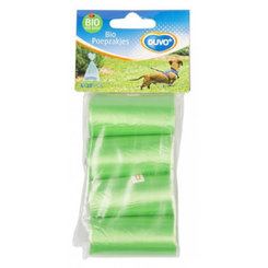 DUVO+ vrecká na zber psích výkalov, 4x20 biologicky rozložiteľných vreciek, zelená farba